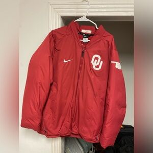 Used Oklahoma Sooner player edition winter jacket